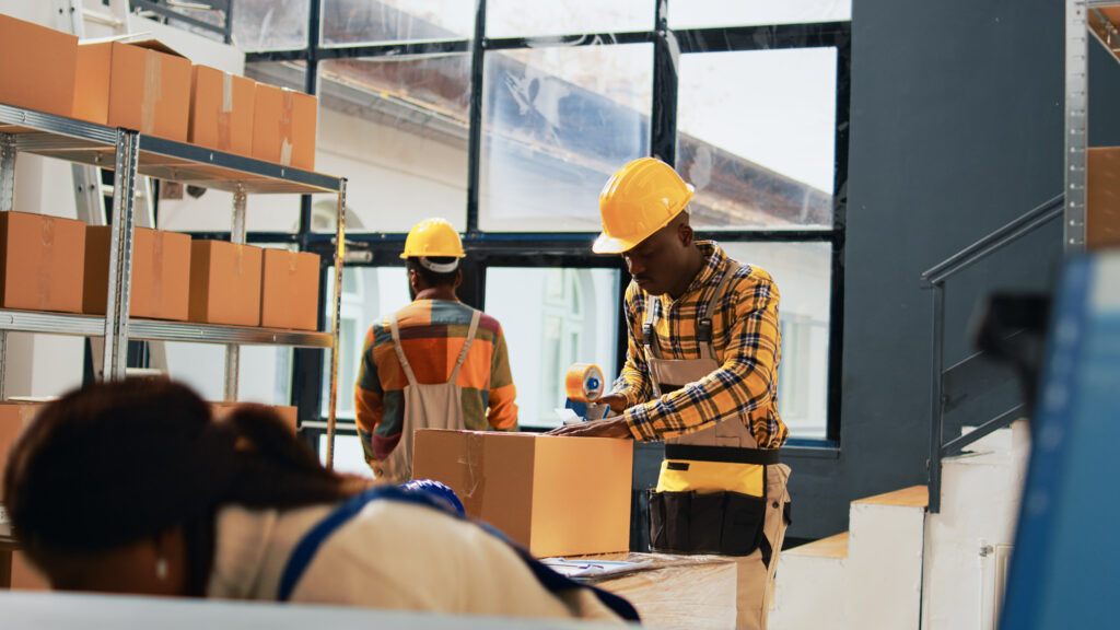 Retail Workforce Management in South Africa: Typical Challenges 2 South African man tapes closed a box in a warehouse.