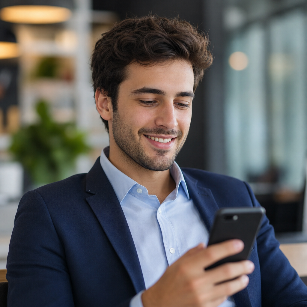 Young professional male looking at a mobile device 20260710 123253