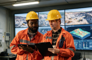 Mining contractor managers reviewing workforce deployment across multiple sites.