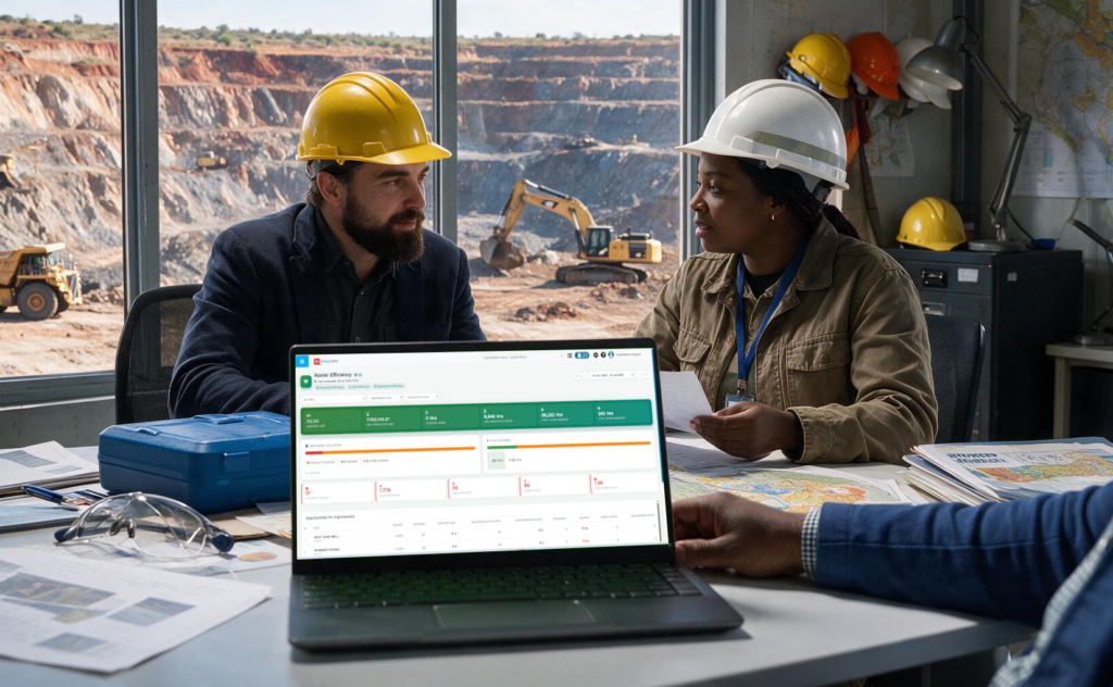 How Mining Contractors and Service Providers Can Gain Better Workforce Visibility 2 Manager reviewing an EasyRoster workforce efficiency dashboard.