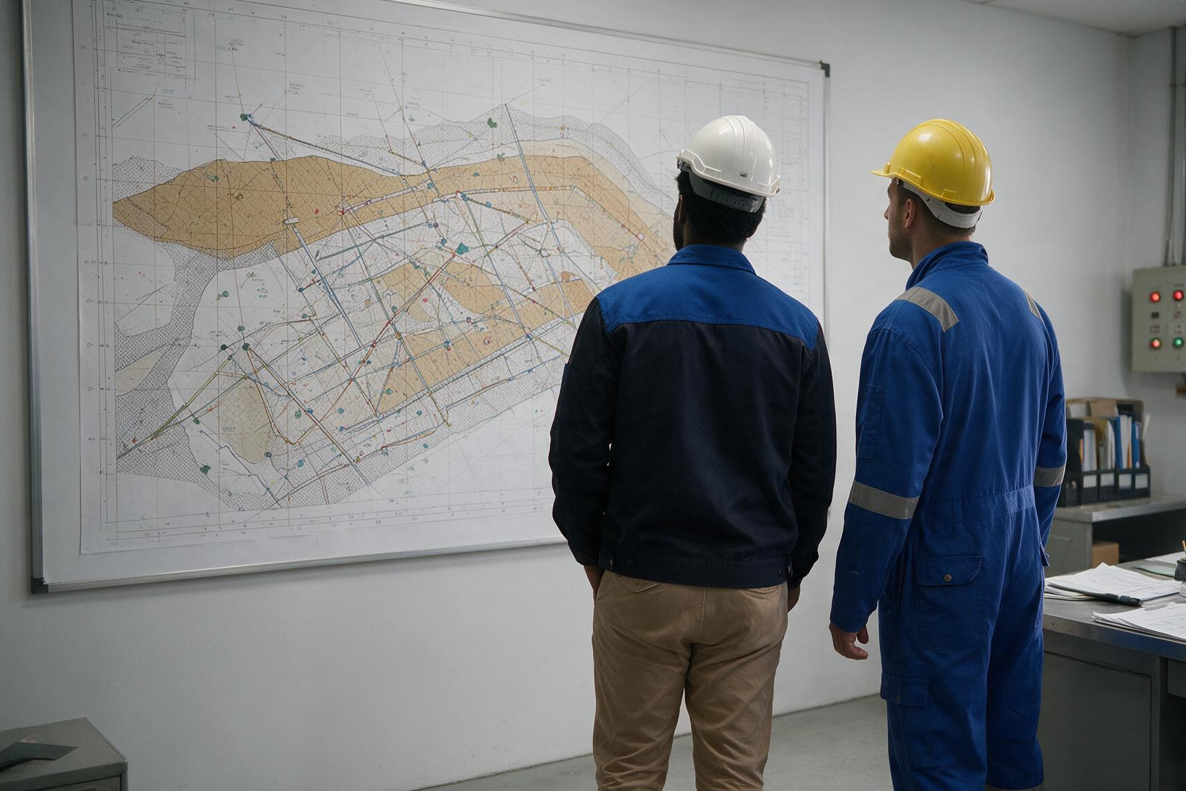 Workforce planners reviewing shift coverage across multiple mining work areas.
