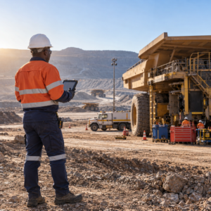 A remote mining location, outdoors.